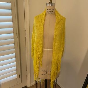Yellow shawl with black and silver details